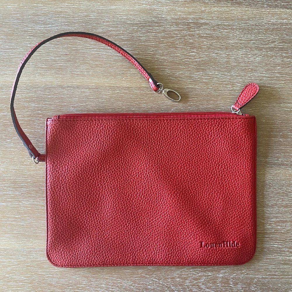 LouenHide Red Leather Pouch or Clutch with Strap